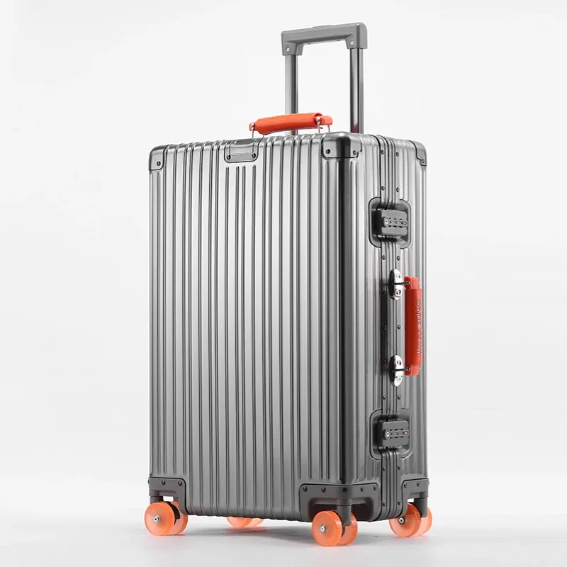 valise en alliage d'aluminium et de magnésium, grande capacité, avec serrure à combinaison, roulettes transparentes, valise à roulettes pour affaires
