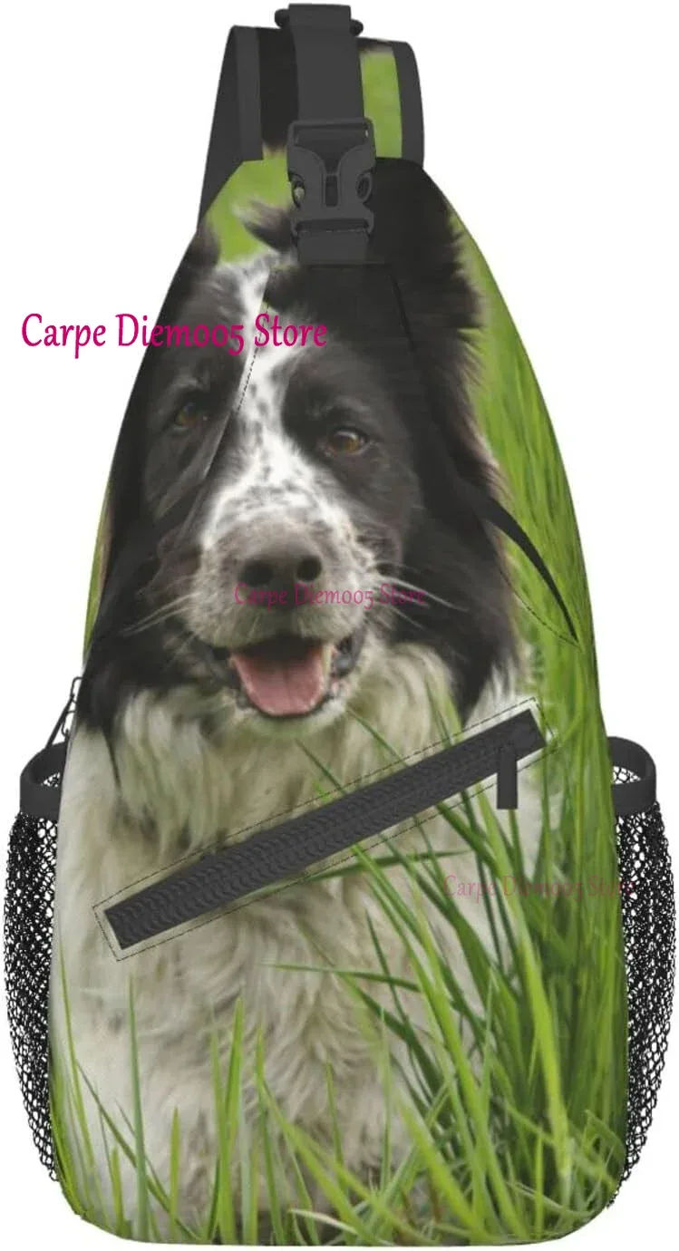 collie – sac à dos à bandoulière en corde, motif floral, triangle, canfeng, sac à dos pour voyage, randonnée, sac de jour