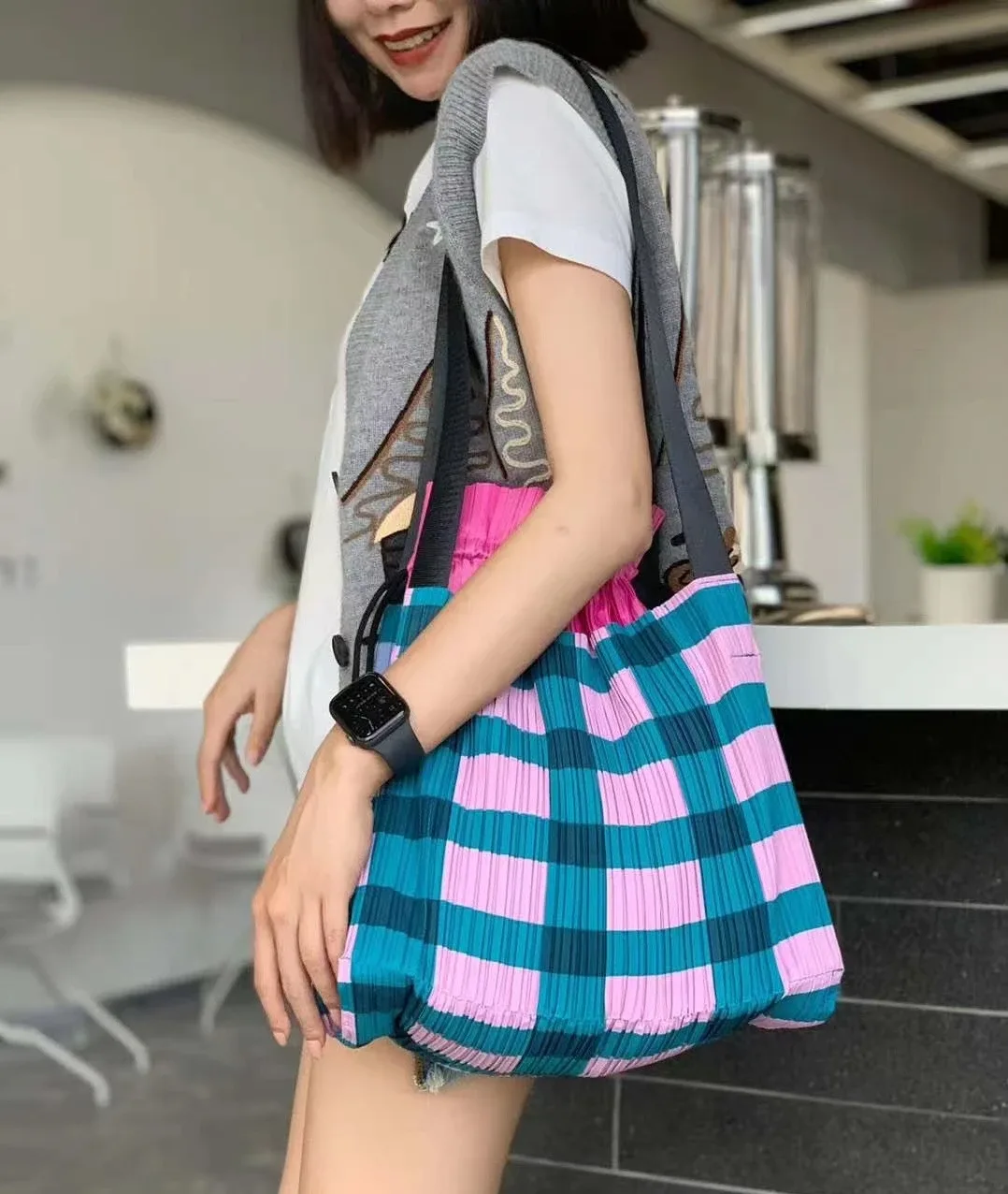 miyake – sac à main multifonctionnel plissé avec cordon de serrage, rangement simple de grande capacité, sacs à dos de voyage à bandoulière pour femmes