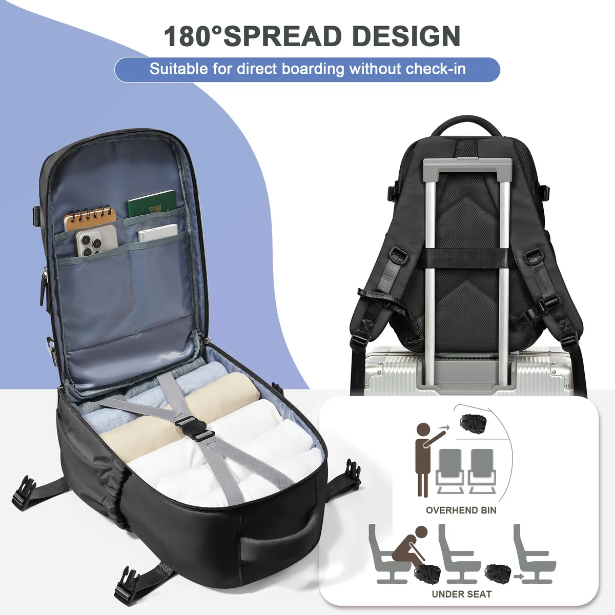 cabine sac à dos voyage 40x20x25 ryanair sac à dos à main pour homme femmes pochette d'ordinateur affaires sac à dos étanche mode mochila