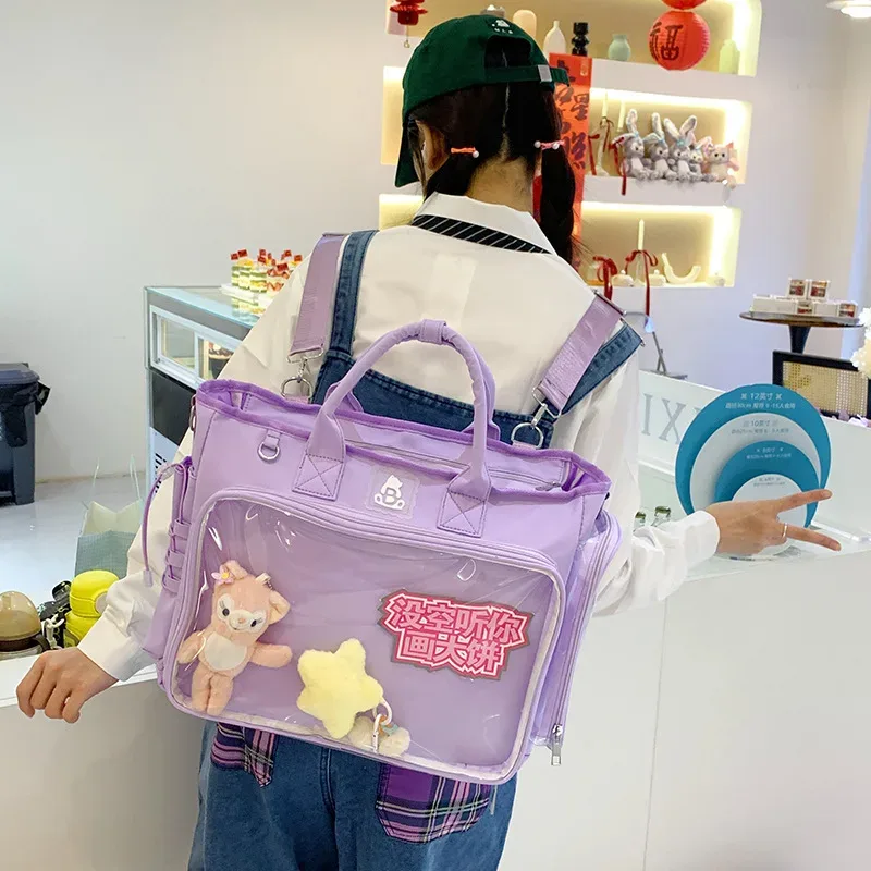 Sac à dos carré à la mode pour femmes, sac à bandoulière Transparent multifonctionnel, grande capacité, fourre-tout de sortie quotidienne, sacs à main Mochilas