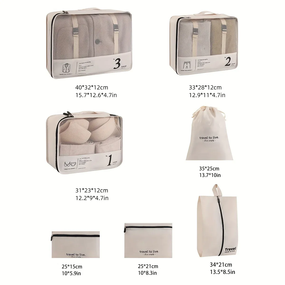 nouveau sac de tri pour bagages, 10 pièces, sac de rangement portable pour voyage, sac de tri et de classification pour vêtements et bagages
