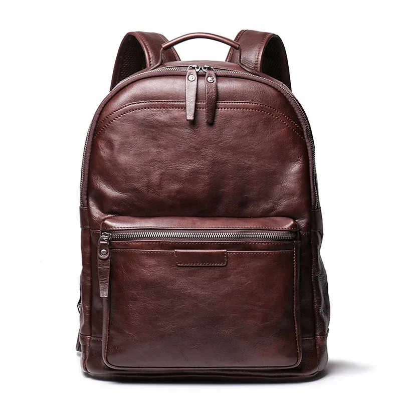 sac à dos de voyage en cuir véritable pour hommes, en cuir de vache, grande capacité, multifonction, tendance, pour ordinateur