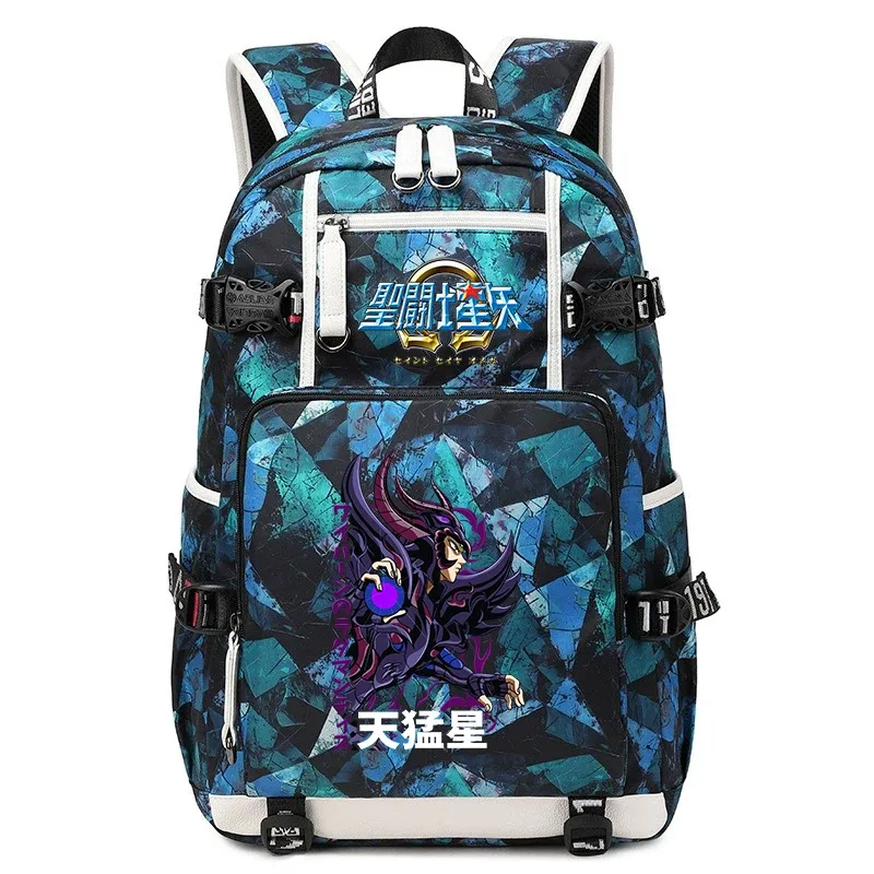 sac à dos imprimé saint seiya pour étudiants, sac à dos d'école de grande capacité pour adolescents, garçons et filles