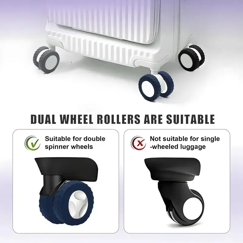 couvre-roues tpr pour bagages, 8 pièces, 2 à 2,4 pouces, housses de protection conçues spécifiquement pour les bagages et valises à deux roues