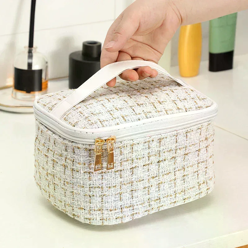 nouveau sac de maquillage portable de grande capacité pour femmes, trousse de toilette à main, organisateur cosmétique essentiel pour le rangement de la salle de bain