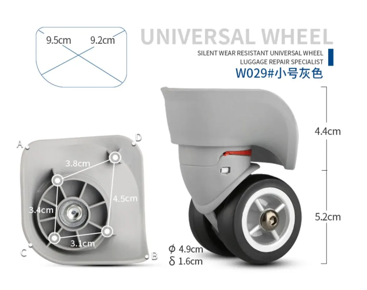 roues doubles de valise de qualité supérieure, silencieuses, pivotantes, universelles, accessoires de réparation de bagages - w029