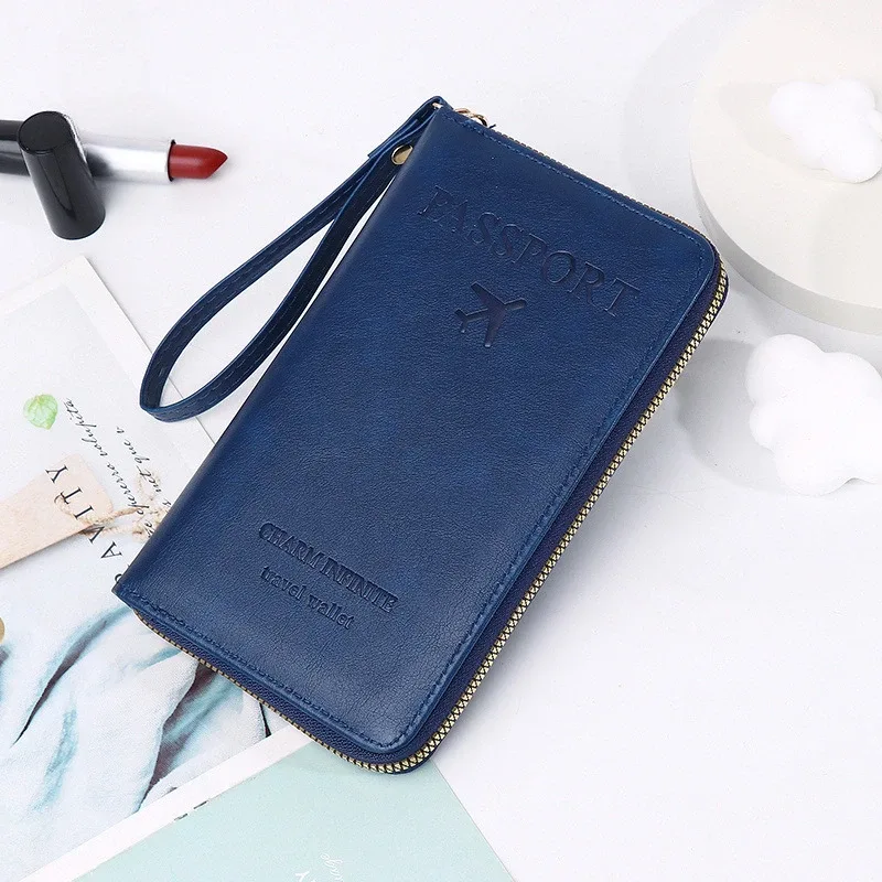 mode multi-fonction voyage rfid porte-passeport housse femmes hommes pu cuir doccument paquet billet sacs de protection