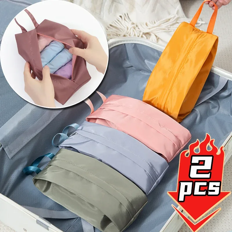 sacs de rangement de chaussures imperméables en nylon, portables, colorés, fermeture à glissière, hommes et femmes, voyage ou organisation d'articles familiaux, 2 paquets