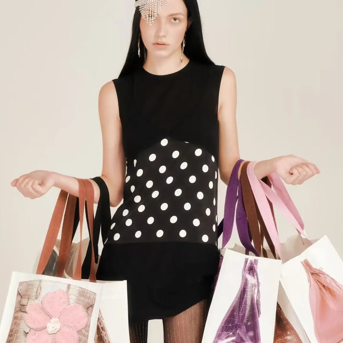 2026 sac fourre-tout pour femmes, grande capacité, imprimé, style parodie créative pour blogueuses, sac de courses tissé, sac de shopping amusant