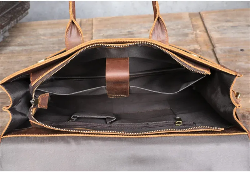 pndme – porte-documents rétro en cuir de vache crazy horse pour hommes, sac quotidien étanche pour ordinateur portable, sacs à bandoulière de travail en cuir véritable