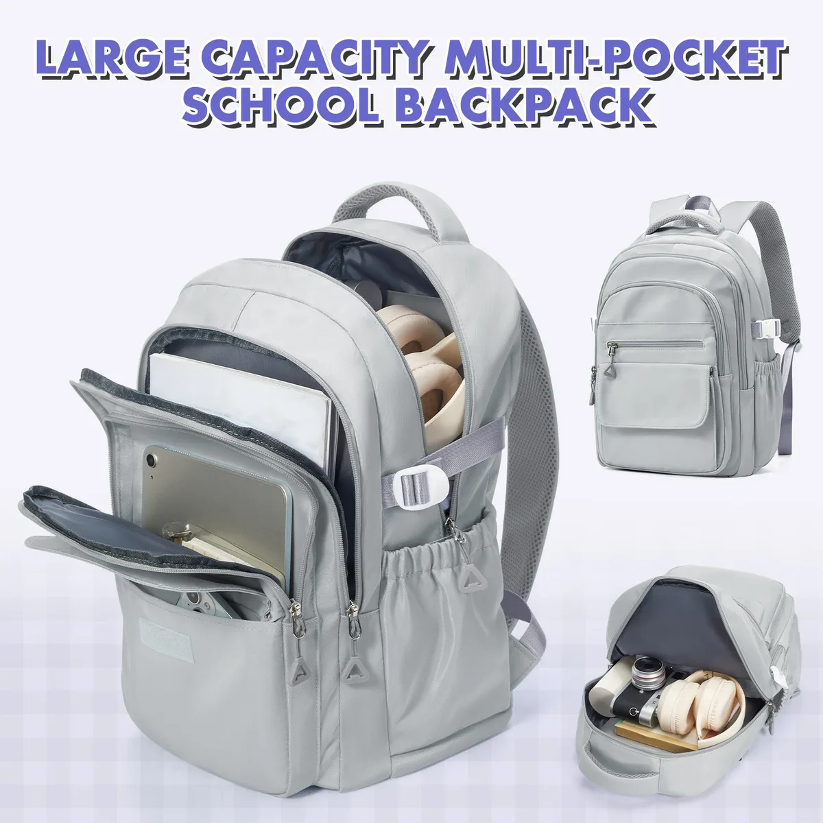 sac à dos esthétique pour femmes, sac à dos d'école pour garçons et filles, sac à livres pour ordinateur portable à plusieurs compartiments, sac à dos de voyage décontracté