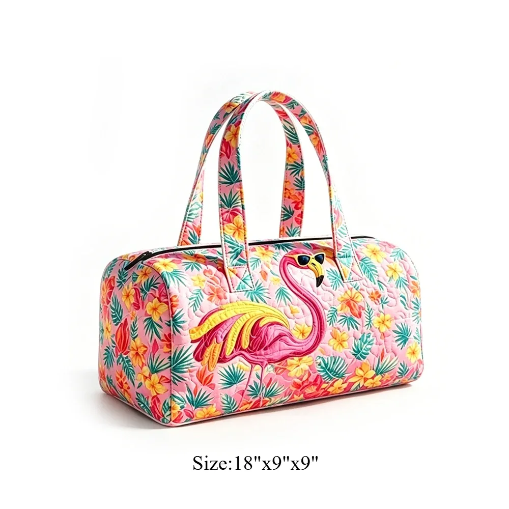 sac de voyage matelassé rose flamant rose, sac de voyage pour vacances d'été tropicales, bagage à main, sac de plage, de sport, avec un animal mignon