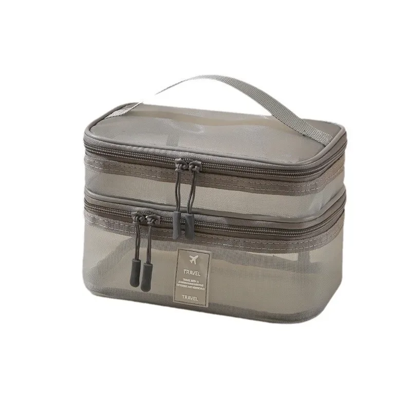 nouvelle trousse de maquillage multifonctionnelle de voyage, sac de rangement portable pour cosmétiques, grande capacité, sac de toilette en maille transparente, trousse de maquillage
