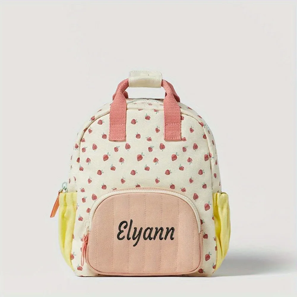 nom de broderie personnalisé strawbreey filles école sac à dos maternelle cartable déjeuner sac fourre-tout sa