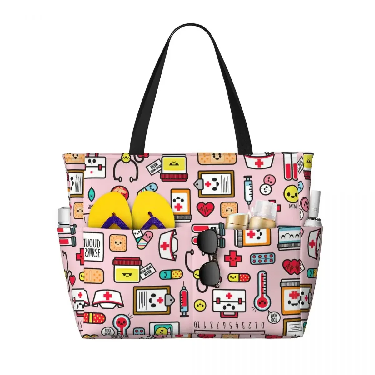 sac fourre-tout de voyage médical personnalisé enfermera en apuros pour femmes, sacs d'épicerie à bandoulière de grande capacité