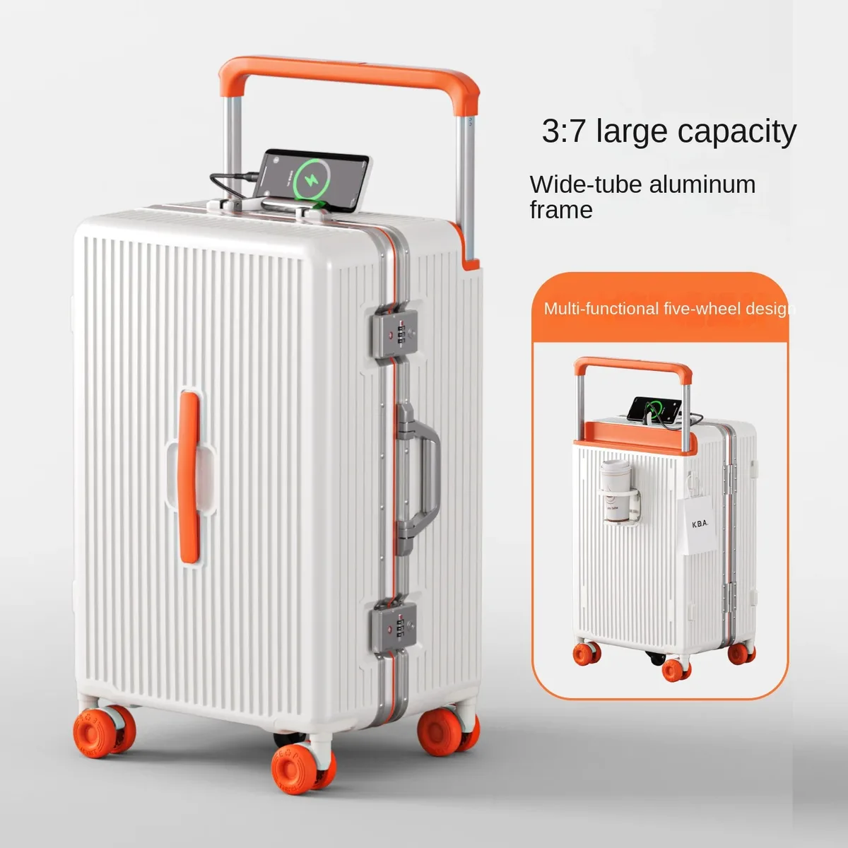 nouvelle valise à cadre en aluminium avec poignée télescopique large, valise trolley durable en pc, valise de voyage pour étudiant 28 pouces, valise cabine 20 pouces