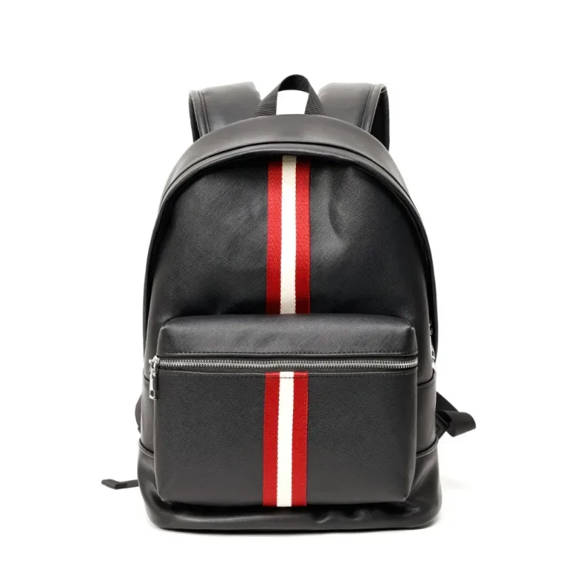 nouveau sac à dos décontracté pour hommes, sac à dos de voyage rayé à la mode, grande capacité, sac pour ordinateur portable, sac à dos en cuir pu souple, sacs d'école pour étudiants