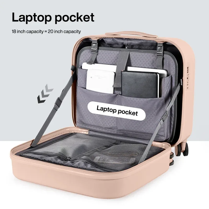 réi-valise à main pour hommes et femmes, cabine d'embarquement, bagage à roulettes, roues rotatives, sac de voyage léger, 34l, 100% pc, 16 pouces