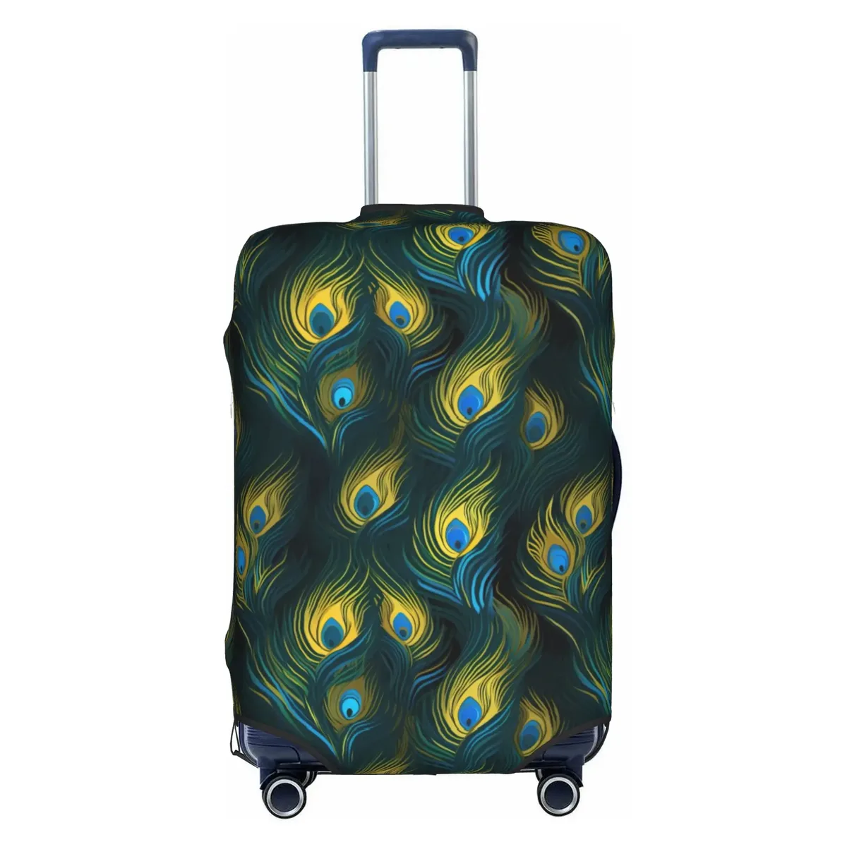 housse de protection pour bagages, motif paon amusant, violet clair sur violet, housse de valise de voyage élastique à motif animal