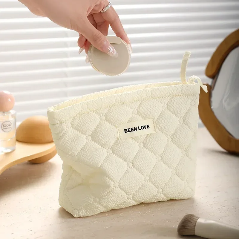 trousse de maquillage matelassurera en coton pour femme, grands sacs à fleurs, poudres cosmétiques mignonnes, sac de rangement d'articles de toilette de voyage