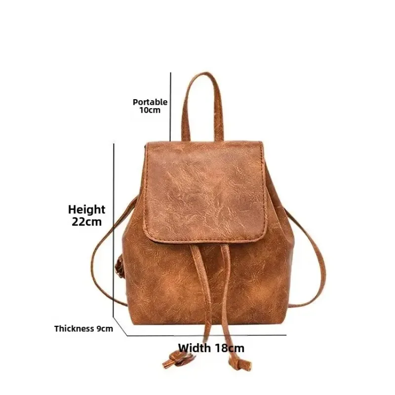 nouveau mini sac à dos artistique marron avec cordon de serrage pour femmes, sac à bandoulière simple rétro polyvalent