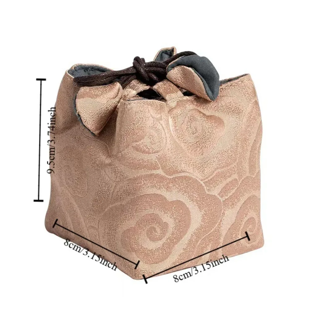 pochette en tissu à cordon de serrage pour tasse à thé de style chinois, sac de rangement portable imprimé pour service à thé, multifonctionnel, résistant à la casse