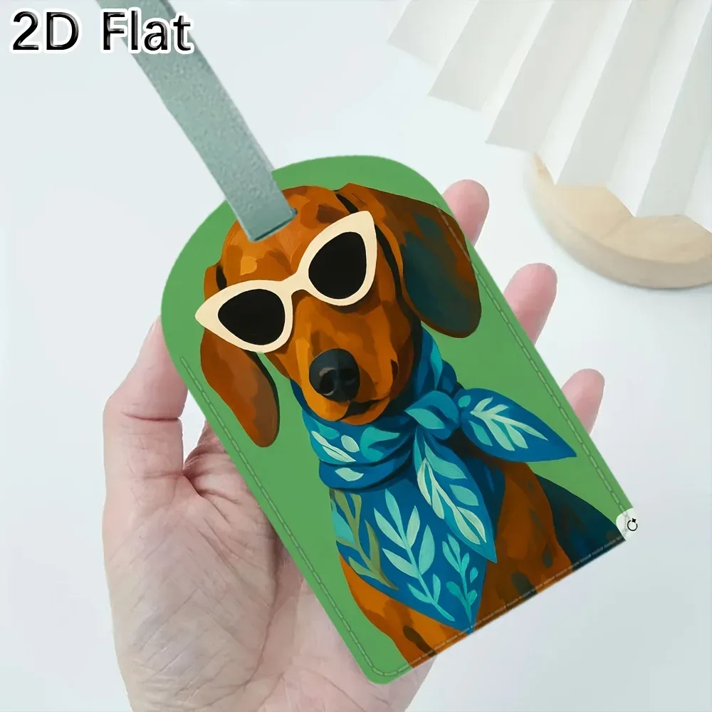 étiquette de bagage pour chien teckel, identification de bagages de voyage, accessoires de valise en pu pour l'identification en voyage