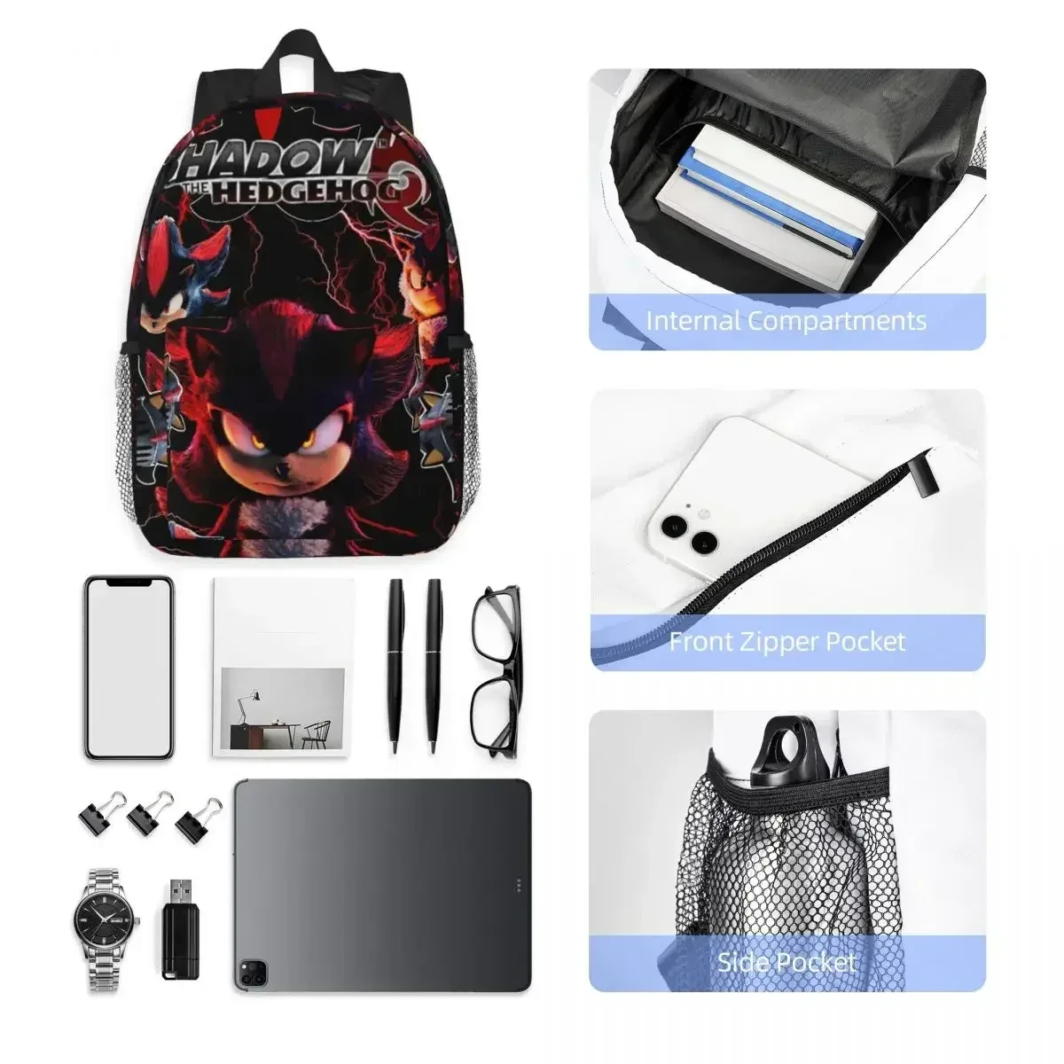 s-shadow-s t-the-s h-hedgehog-s sac à dos pour étudiants, garçons et filles, sac d'école pour enfants, sacs à bandoulière pour ordinateur portable pour hommes et femmes