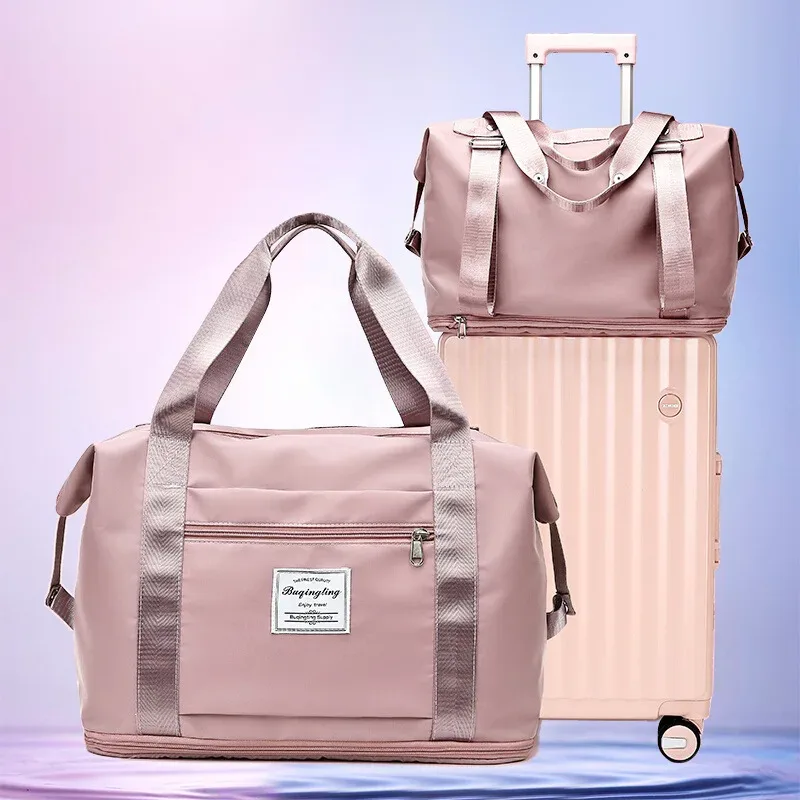 Sac de voyage à double épaule extensible de grande capacité, sac de tri de bagages avec séparation sec/humide, adapté aux voyages d'affaires.