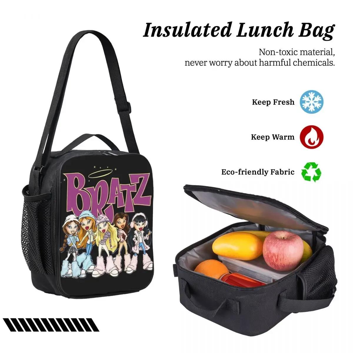 bratz rock angelz poupée sac à dos étudiant garçons filles bookbag sac d'école ordinateur sacs à bandoulière 3ps sac à déjeuner isolé trousse à crayons