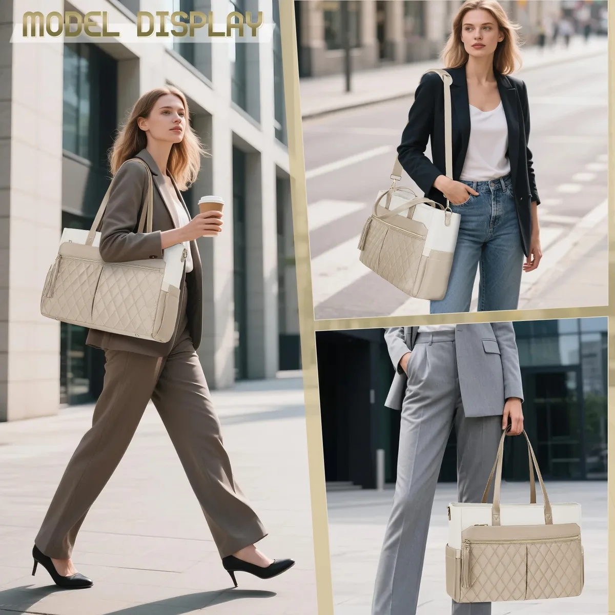 rainsmore pochette d'ordinateur pour femmes 15.6 pouces enseignant infirmière sac fourre-tout travail professionnel ordinateur portable fourre-tout ordinateur mallette de messager