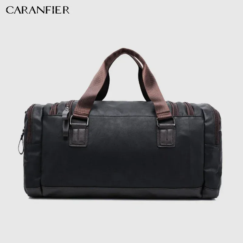 CARANFIER hommes sac à main en cuir PU grande capacité sac de voyage multi-fonction sacs à bandoulière hommes épaule étanche Vintage sacs à main