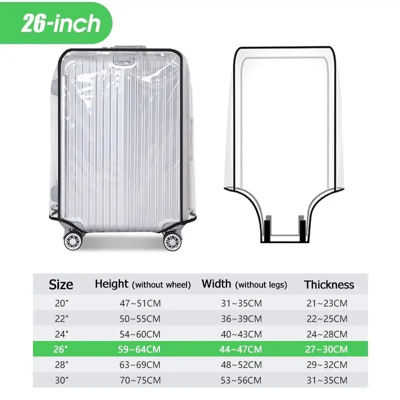 housse de valise transparente 2027, imperméable et anti-poussière, en pvc résistant à l'usure, convient aux valises de 20 à 30 pouces