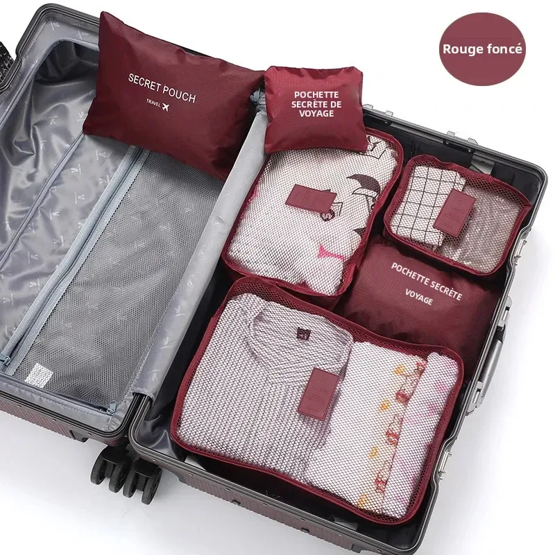 ensemble de 6 sacs de rangement portables pour vêtements de voyage, organisateur de bagages, pochette de valise, cube de rangement pour chaussures et vêtements
