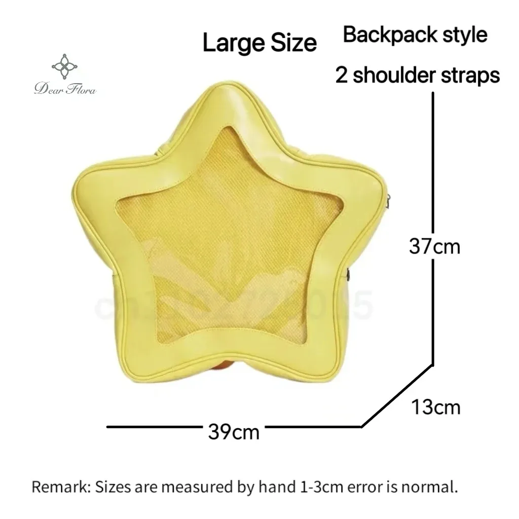 sac à dos ita étoile jaune pour filles, sac à dos kawaii, sac à dos transparent, cartable de voyage pour adolescents, poche avant étanche, mode mignonne y2k