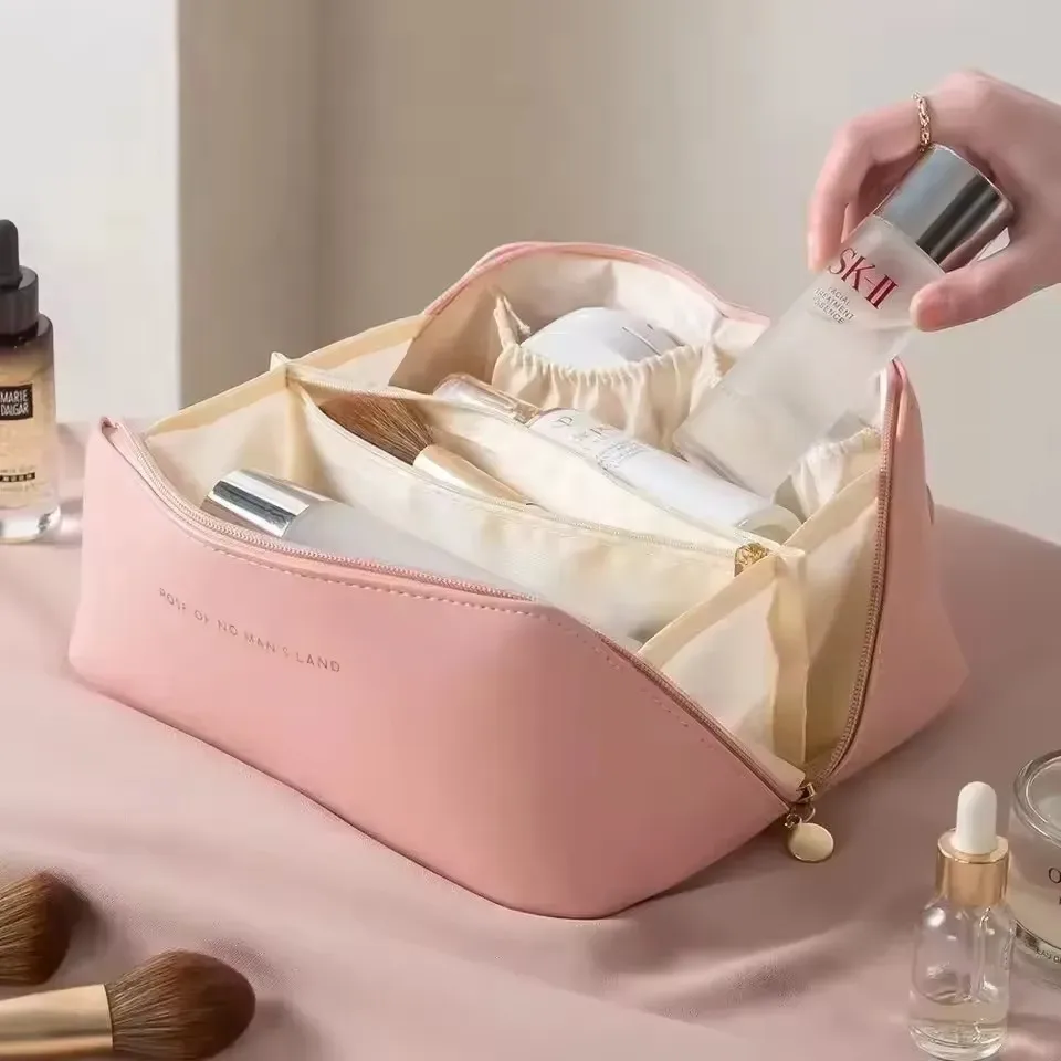 organisateur de maquillage, trousse de toilette féminine, trousse de maquillage, pochette de rangement, boîte de luxe pour dames, trousse à cosmétiques, sac de rangement pour voyage à fermeture éclair