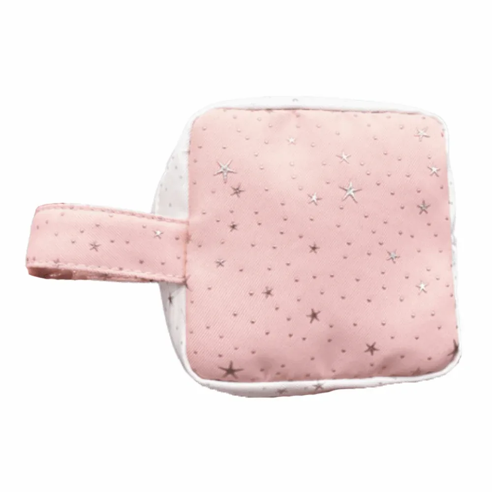 organisateur de serviettes hygiéniques à motif étoilé, sac de rangement pour maquillage à main de couleur contrastée, portable et de grande capacité