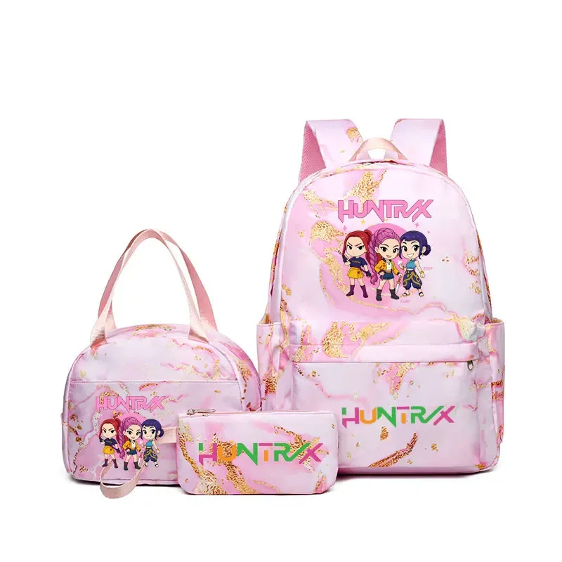 sacs à dos kpop demon hunters avec sacs à déjeuner, sacs d'école légers pour étudiants et adolescents, sac de voyage décontracté pour femmes, 3 pièces/ensembles