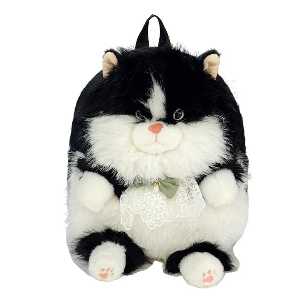 sac à dos mignon, doux et moelleux en forme de chat, grande capacité, sac à dos 3d, doublure en polyester, sac à bandoulière réaliste, idéal pour les voyages.