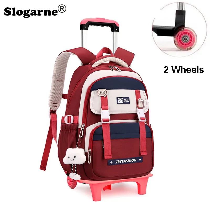 sac à dos roulant pour enfants, sac d'école étanche avec roulettes, chariot de collège, sac à dos à roulettes pour femmes