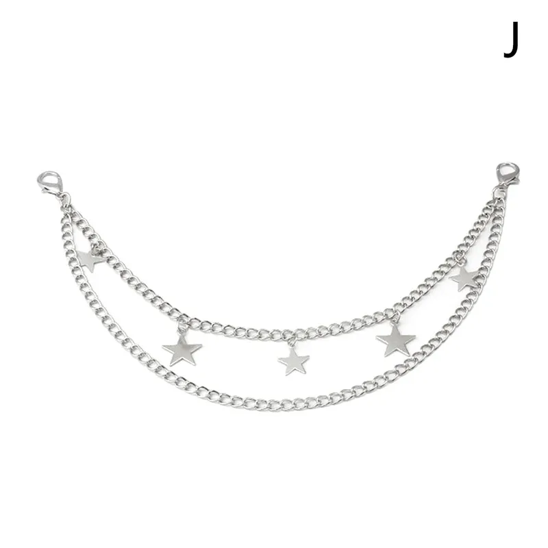nouvelle sangle chaîne métallique multi-couches diy avec pendentifs papillon, cœur et étoile pour sac à bandoulière