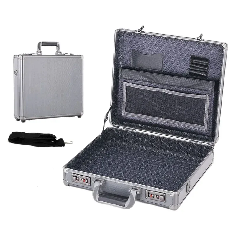 valise pour ordinateur portable avec cadre en aluminium verrouillable - mallette de sécurité portable pour documents - coffre-fort avec serrure à code - étui pour fichiers informatiques