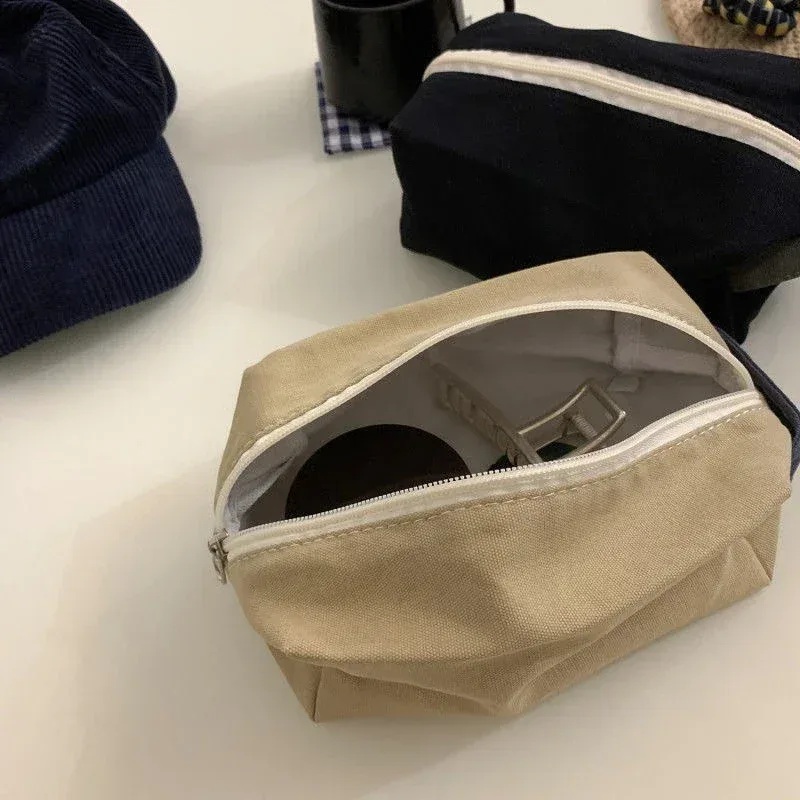sac à cosmétiques de style coréen pour femmes, sac de rangement de voyage, trousse de maquillage en toile, petit grand fourre-tout, pochette pour kit de maquillage