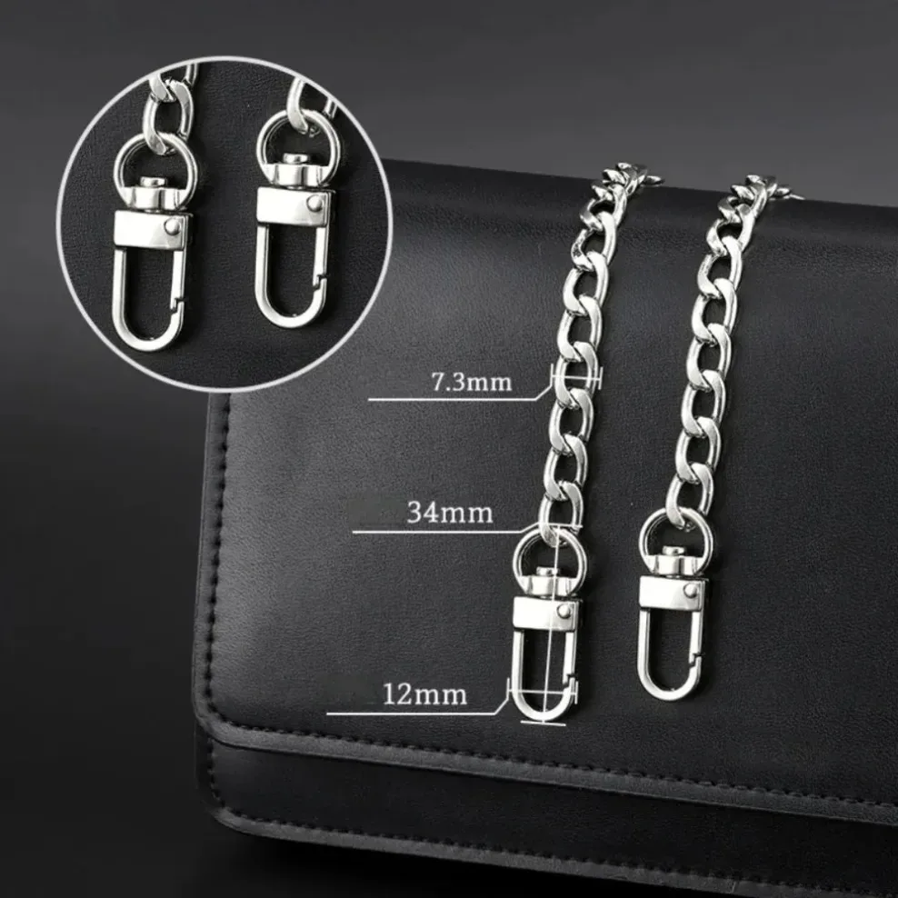 chaîne de sac à main en cuir de haute qualité 40/60/90/100/120 cm avec double fermoir à clip, poignée de remplacement pour sac à bandoulière, réparation diy