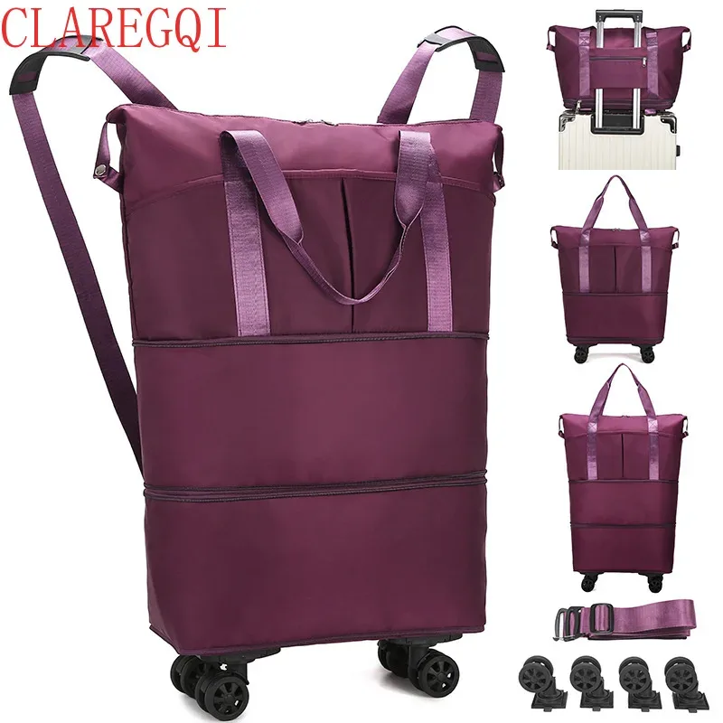 Sac de déménagement Hulken avec roulettes, sacs de déménagement pour étudiants, sac fourre-tout pliable et roulant réutilisable, capacité ultra-grande, peut être enregistré par Ai.