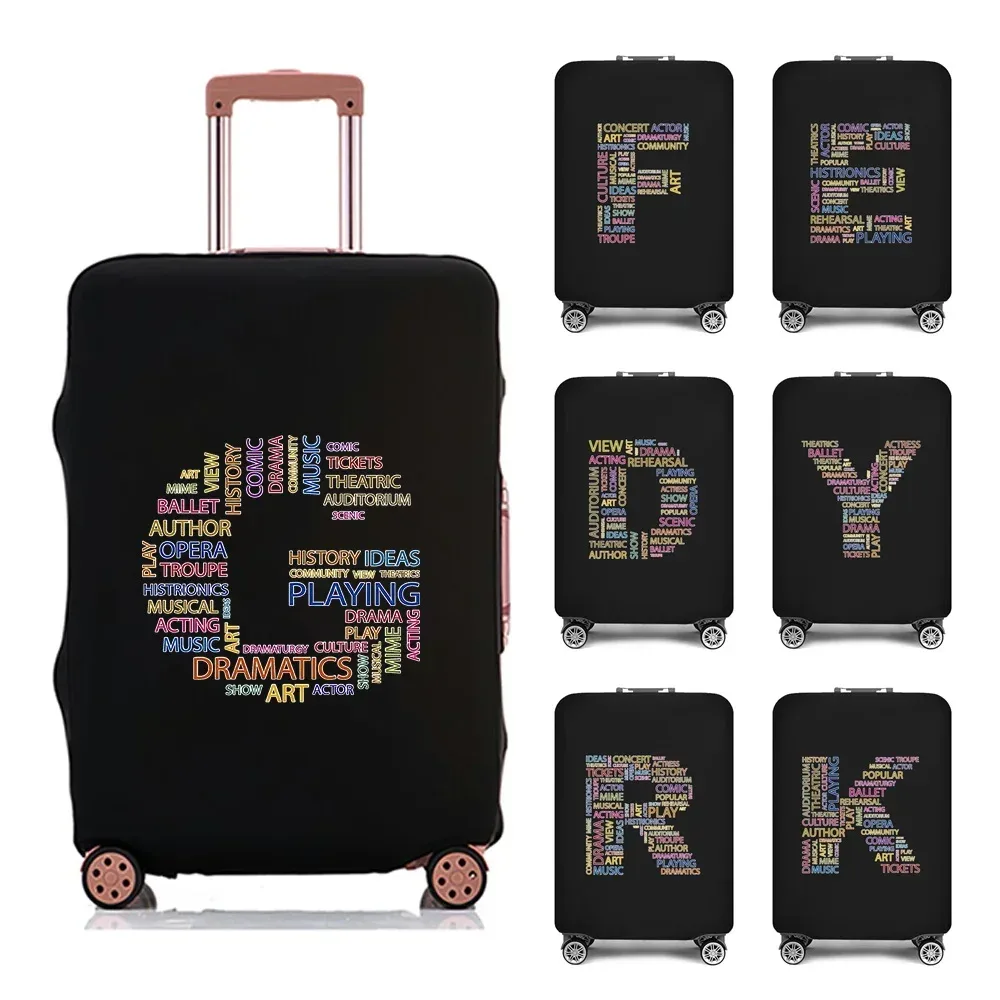 étui à bagages 2022, housse de protection avec texte 26 lettres, motif de voyage, élastique, housse anti-poussière pour valise de 18 à 28 pouces