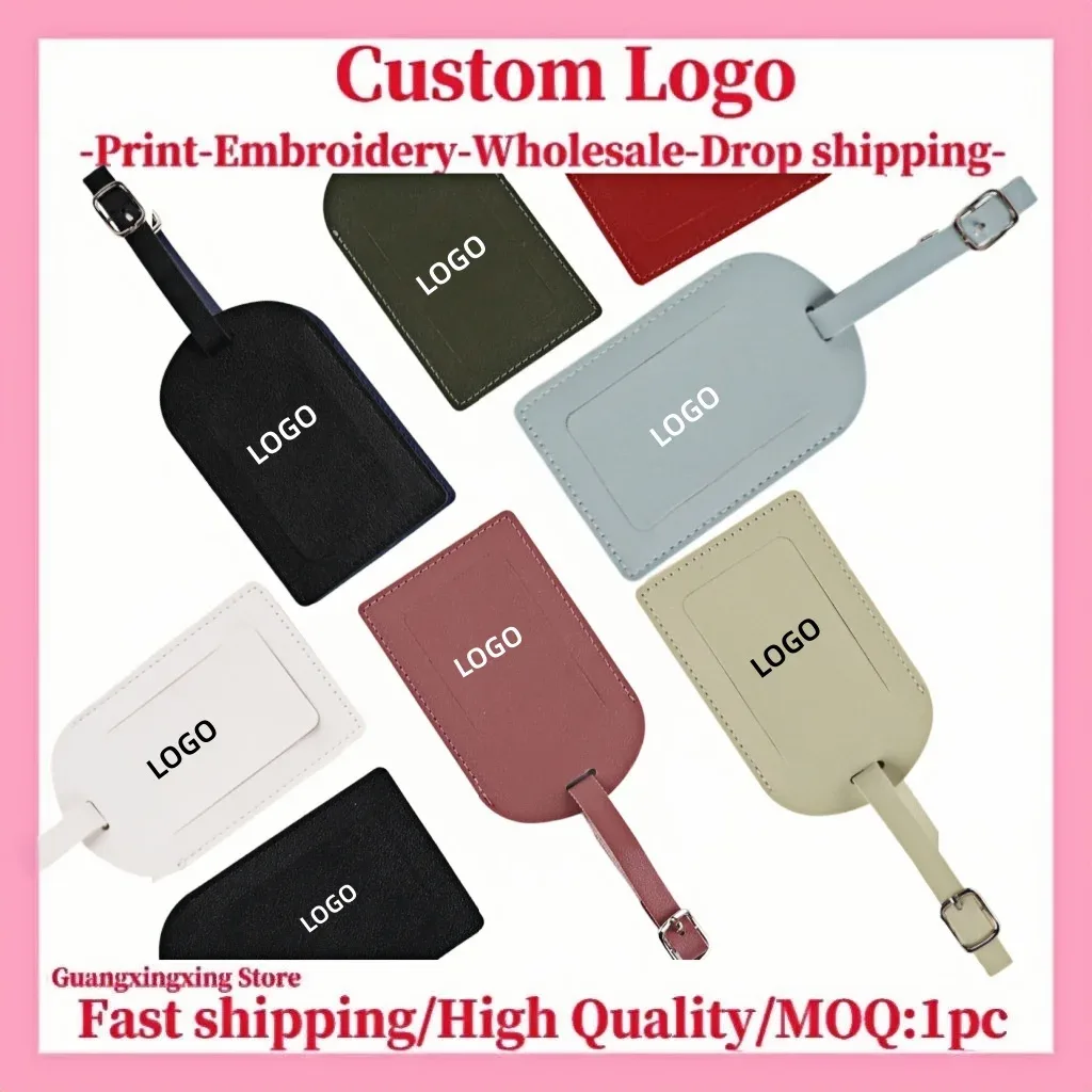 étiquette de bagage personnalisée en cuir multicolore avec logo pour carte d'embarquement, étiquette de valise
