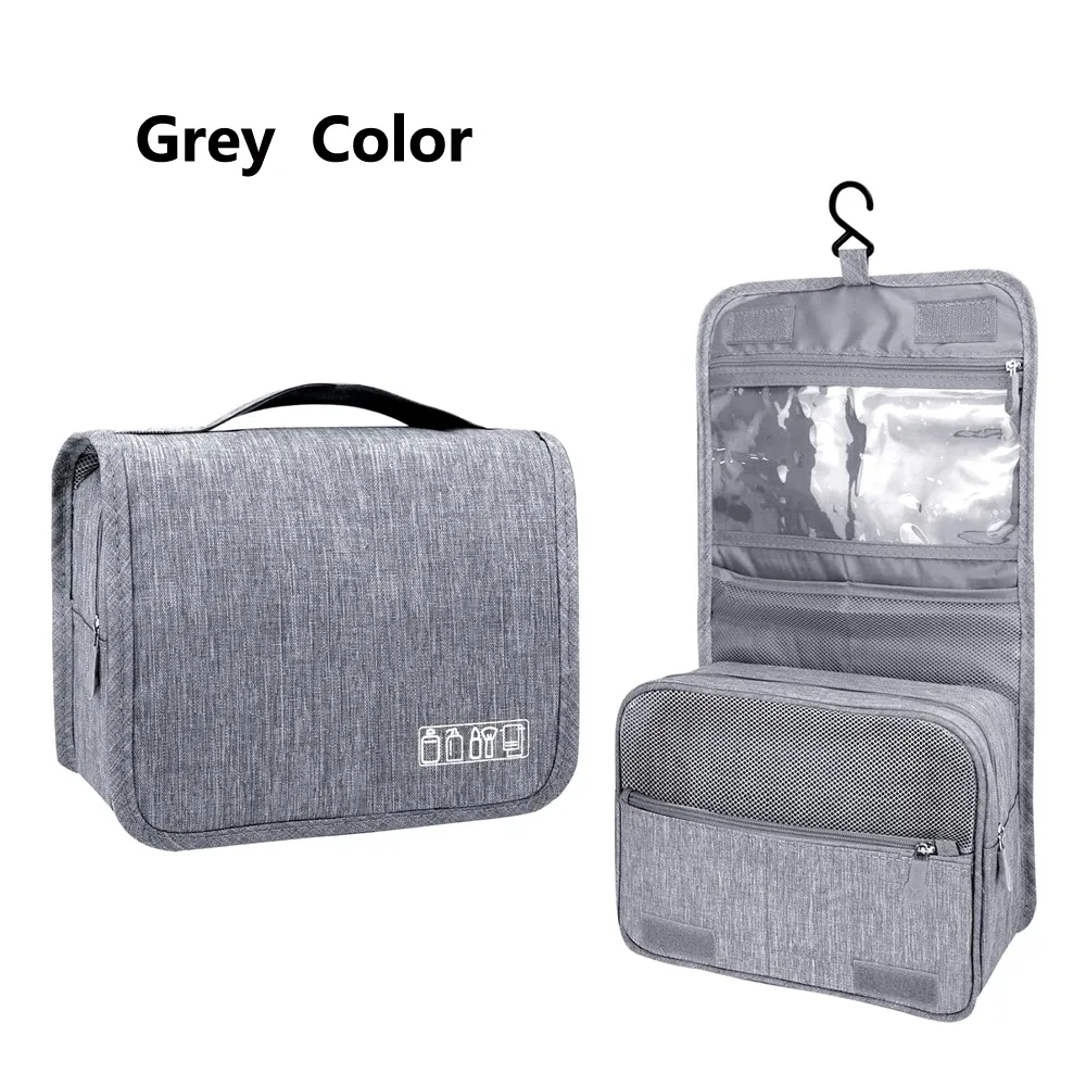 sac à cosmétiques de voyage portable, trousse de toilette étanche de grande capacité avec crochet de suspension pour hommes et femmes, sac de rangement de salle de bain