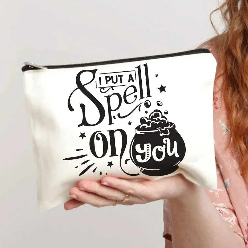 sac de rangement pour cosmétiques avec impression de sorcière amusante, sac de maquillage, sac à la mode pour femmes, trousse à maquillage multifonction, étuis à crayons